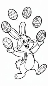Dibujo para colorear Paashaas: lanza huevos de Pascua