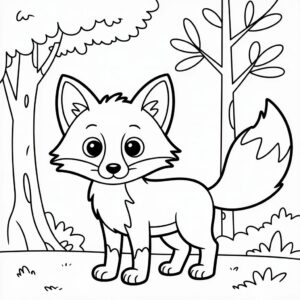 Kleurplaat vos in het bos PDF