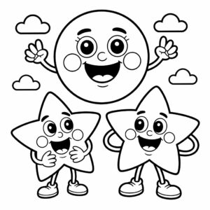 Lachende Sterne in der Nacht Ausmalbild downloaden