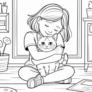 Mädchen mit Haustier Ausmalbild zum Download