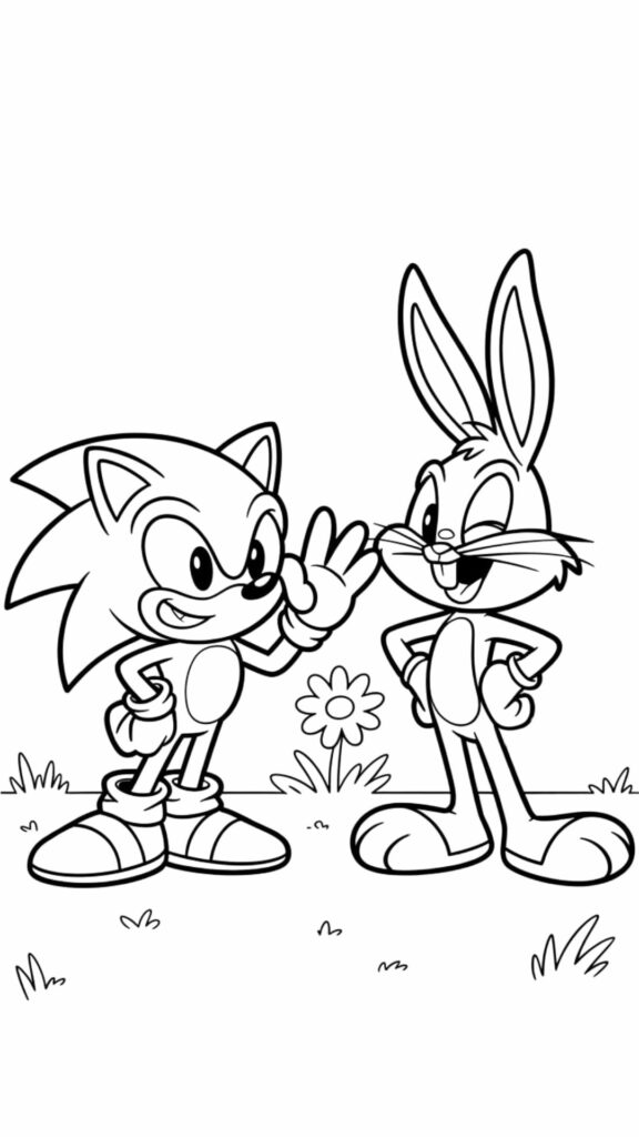 Mario And Bugs Bunny Coloring Page For Creative Kids