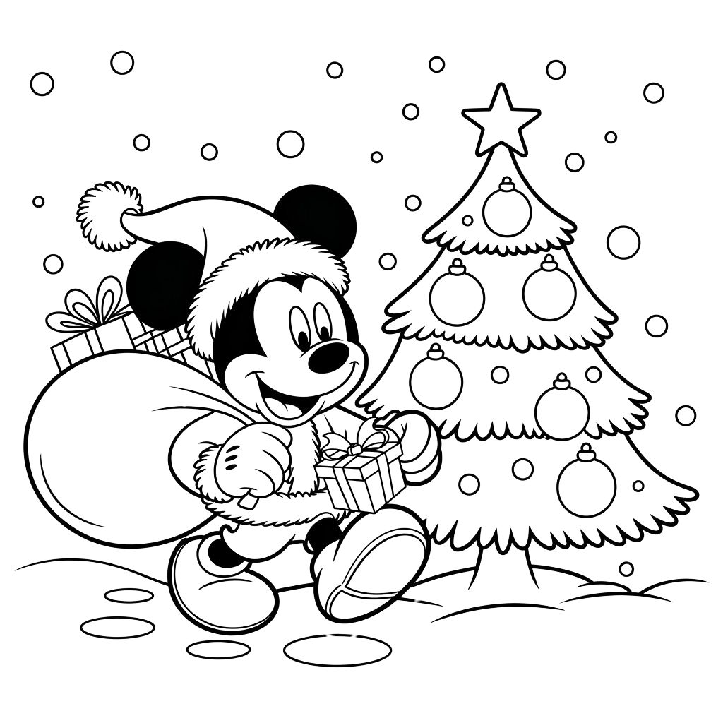 Mickey Mouse Christmas Coloring Pages