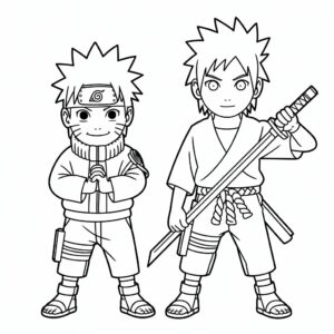 Naruto vs Sasuke kleurplaat PDF