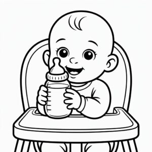 Page à colorier Bébé buvant du lait téléchargement gratuit