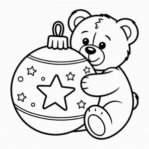 Pallina con orsetto da colorare facile per bambini