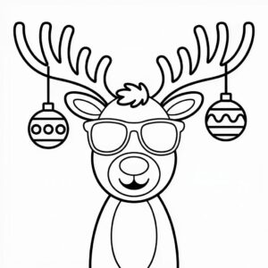 Pallina con una renna da colorare per bambini