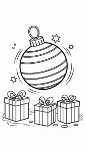 Pallina di Natale con pacco regalo da colorare
