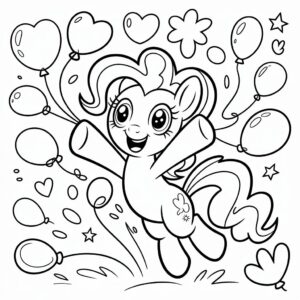 Pinkie feest met ballonnen kleurplaat