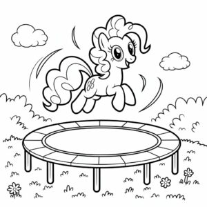 Pinkie springt op trampoline kleurplaten