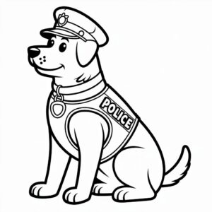 Polizeihund zum Ausmalen gratis Download