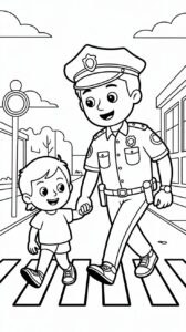 Polizist hilft einem Kind Ausmalbilder PDF