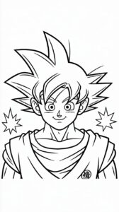 Printbare Goku die glimlacht tekening