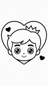 Printbare chibi hoofd van prins tekening