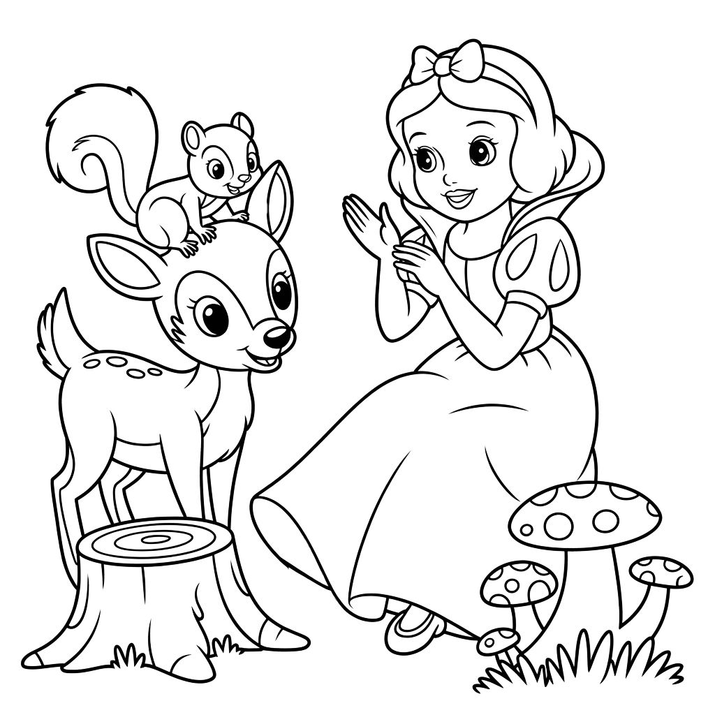 Snow white and her friends coloring pages