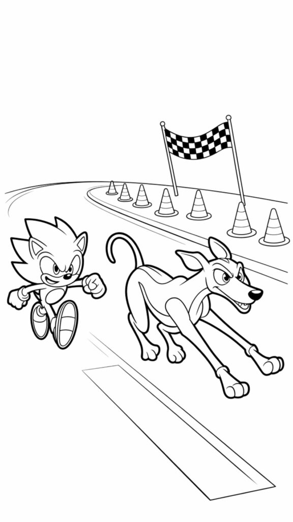 Sonic And Dog Coloring Page