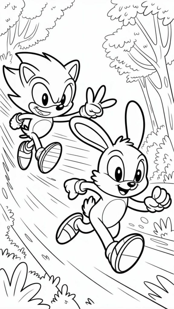 Sonic And Rabbit Coloring Page