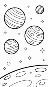 Sterne im Weltraum Ausmalbild kostenlos