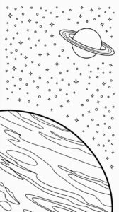 Sterne im Weltraum Ausmalbild gratis