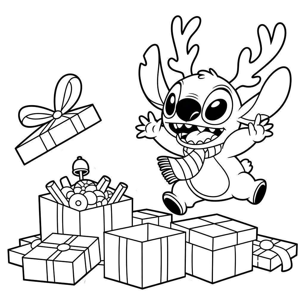 Stitch Christmas Coloring Pages