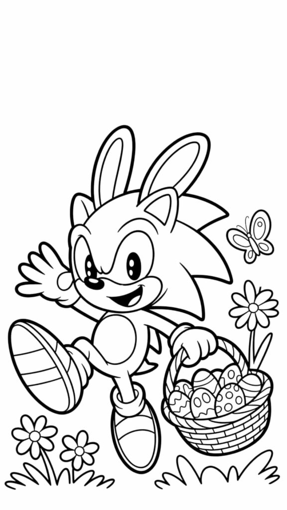 Super Sonic Easter Coloring Page