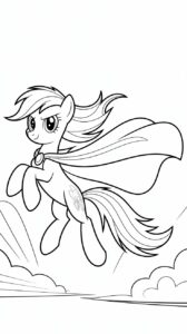 Superheld Rainbow Dash met cape kleurplaat