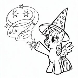 Tovenares Eenhoorn met Hoed – Kleurplaat Magie