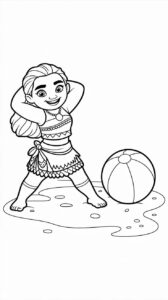 Vaiana con un conjunto deportivo: página para colorear imprimible gratis