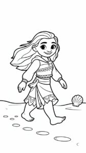 Vaiana con un atuendo deportivo: página para colorear gratis