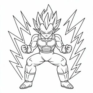Vegeta in gevechtshouding kleurplaat gratis