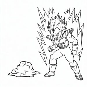 Vegeta in gevechtshouding printbare PDF