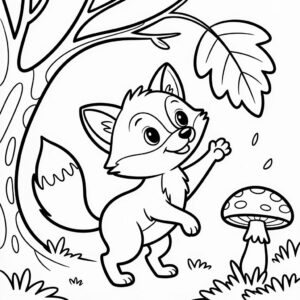 Vos in de herfst kleurplaat PDF