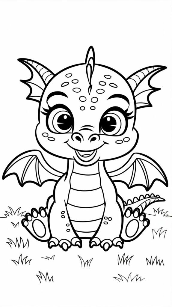 baby dragon színező oldal