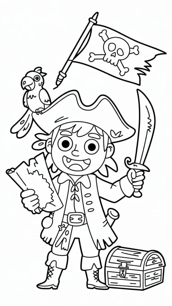 gratis kleurplaat piraat