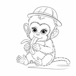 kleurplaat aap met banaan