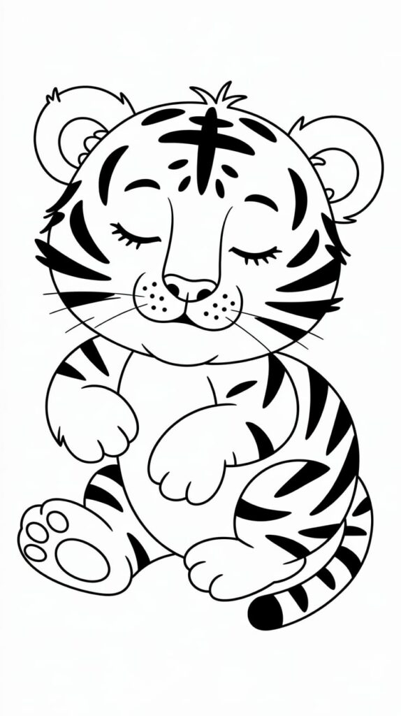 El tigre duerme: página para colorear