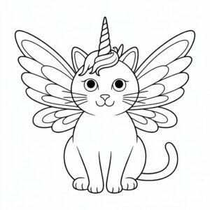 Página para colorear de unicornio y gato