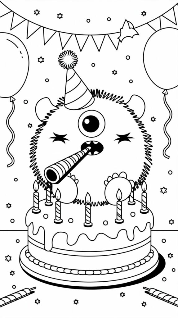 feest verjaardag kleurplaat verjaardag