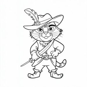 El Gato con Botas: Página para Colorear