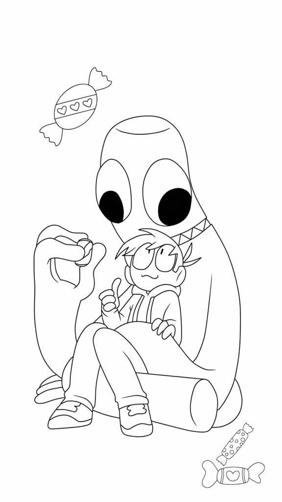 grøn regnbue venner farvelæggeark