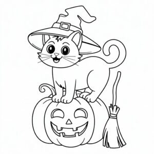 Gato de Halloween para colorear