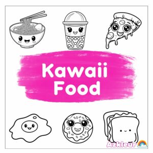 Kleurplaat Kawaii Eten