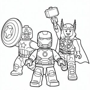 kleurplaat avengers lego