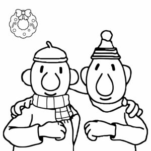 Página para colorear del vecino y la Navidad