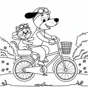 Página para colorear de perro y gato