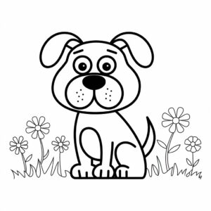 kleurplaat hond met hartjes