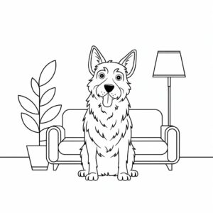 kleurplaat hond schattig