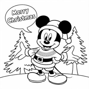 kleurplaat kerst mickey mouse
