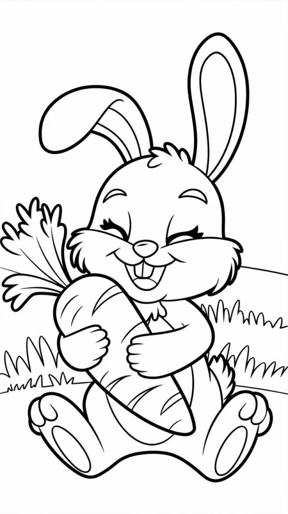 kleurplaat konijn met wortel