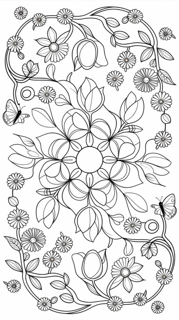 kleurplaat lente mandala