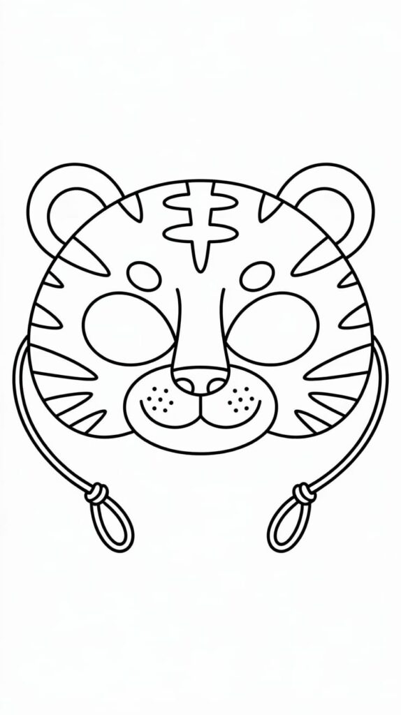 Página para colorear de máscara de tigre